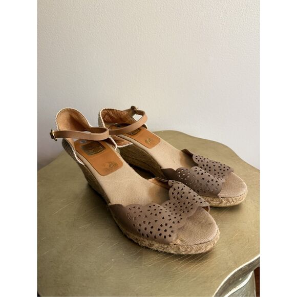 Kanna‎ Espadrilles Spain Open Toe Ankle Strap Tan Beige Size 9 - Picture 3 of 9